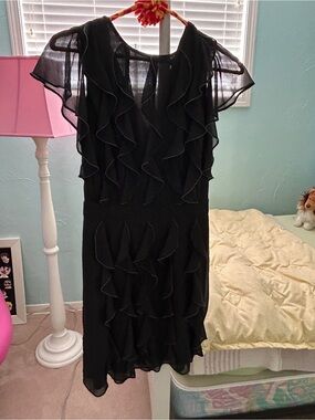 Ted Baker Black Ruffled Midi Dress